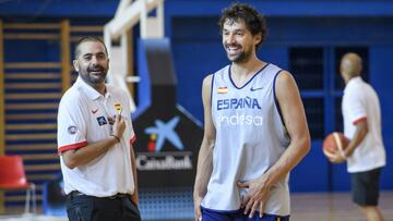 Sergio Llull, en un entrenamiento con la Selección.