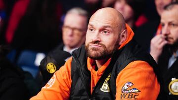 Boxer Tyson Fury watching the undercard fight between Joshua Frankham and Joe Hardy at the OVO Arena Wembley, London. Picture date: Saturday January 28, 2023. (Photo by Zac Goodwin/PA Images via Getty Images)