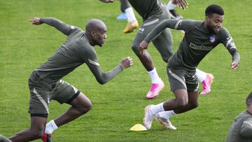 Kondogbia y Lemar, en el entrenamiento del Atl&eacute;tico.