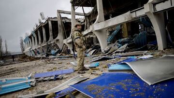A view of the Ukrainian Mykolaiv international airport destroyed following shelling, amid Russia's invasion on Ukraine, in Mykolaiv, Ukraine, April 8, 2022. REUTERS/Ueslei Marcelino