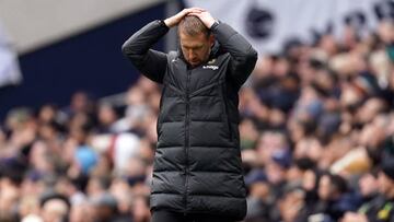 Chelsea manager Graham Potter reacts during the Premier League match at the Tottenham Hotspur Stadium, London. Picture date: Sunday February 26, 2023. (Photo by Mike Egerton/PA Images via Getty Images)