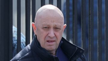 FILE PHOTO: Founder of Wagner private mercenary group Yevgeny Prigozhin leaves a cemetery before the funeral of a Russian military blogger who was killed in a bomb attack in a St Petersburg cafe, in Moscow, Russia, April 8, 2023. REUTERS/Yulia Morozova/File Photo