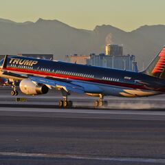 What kind of plane does Trump have, how much does it cost, who is flying it, and what is the number on the tail?