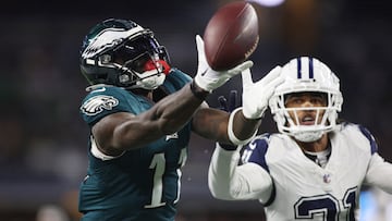 Dec 10, 2023; Arlington, Texas, USA; Philadelphia Eagles wide receiver A.J. Brown (11) cannot catch a pass in the first quarter against the Dallas Cowboys  at AT&T Stadium. Mandatory Credit: Tim Heitman-USA TODAY Sports