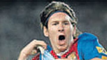 Messi celebra uno de sus goles.