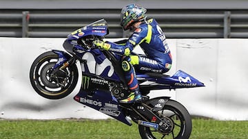 Valentino Rossi, de Movistar Yamaha, en los test de pretemporada en el circuito internacional de Sepang.