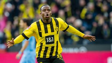 DORTMUND, GERMANY - NOVEMBER 05: Youssoufa Moukoko of Borussia Dortmund cheers after scoring his teams opening goal during the Bundesliga match between Borussia Dortmund and VfL Bochum 1848 at Signal Iduna Park on November 5, 2022 in Dortmund, Germany. (Photo by Alexandre Simoes/Borussia Dortmund via Getty Images)