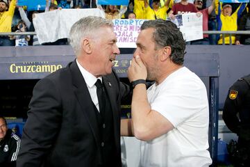 Carlo Ancelotti y Sergio González, entrenadores del Real Madrid y Cádiz respectivamente.