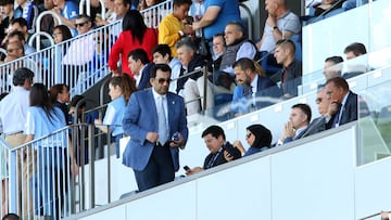 Al Thani, en el palco de La Rosaleda.