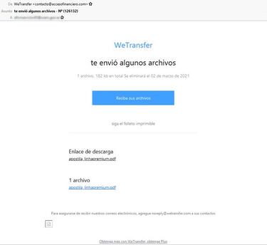 Desconfía si recibes un email de WhatsApp o WeTransfer con este asunto