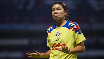 Kiana Palacios celebra su gol en el Clásico Nacional ante Chivas en el Estadio Azteca.