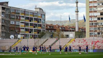 ZENICA, BOSNIA AND HERZEGOVINA - OCTOBER 10: Players of Germany during a training session on October 10, 2024 in Stadion Bilino Polje in Zenica, Bosnia and Herzegovina. Germany is playing against Bosnia and Herzegovina in the UEFA Nations League 2024/25 League A Group on October 11, 2024. (Photo by Maja Hitij/Getty Images)