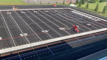 SUNY Morrisville in New York has revealed a brand new black turf football field which has social media talking about how blazing hot it must be.