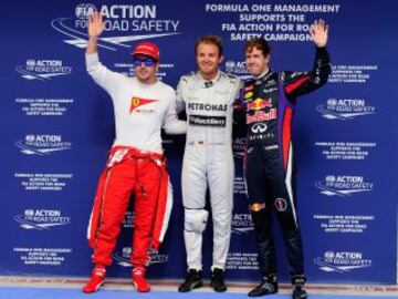 Rosberg, Vettel y Alonso. Pole para la carrera.