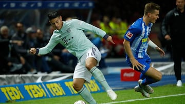 James Rodríguez durante el partido entre Hertha Berlín y Bayern Múnich por Bundesliga.