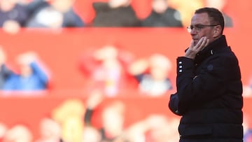 Ralf Rangnick, entrenador del Manchester United, durante un partido.