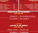 Alcoyano-Real Madrid, miércoles 20 y Cornellà-Barça, jueves 21, ambos a las 21:00 horas