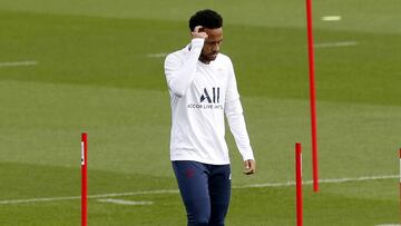 Neymar, en el entrenamiento de este martes.