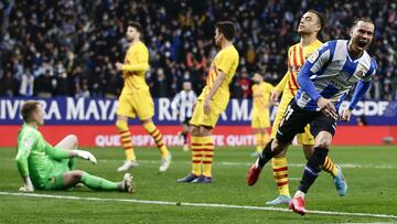 13/02/22 PARTIDO PRIMERA DIVISION 
 Espanyol v FC Barcelona 
 
 Raul de Tomas (11) RCD Espanyol 2-1 GOL  ALEGRIA