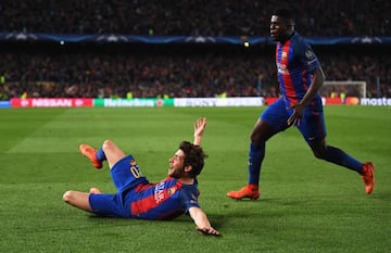 Sergi Roberto celebrates his winning goal