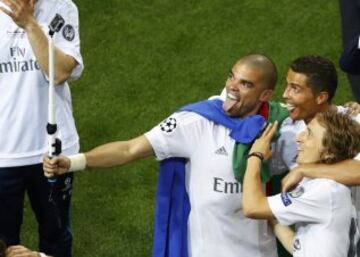 Pepe, Cristiano Ronaldo y Modric.