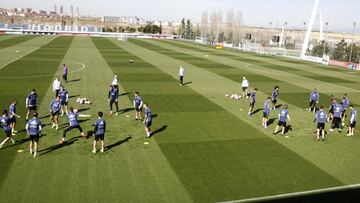 El Real Madrid, durante un entrenamiento en Valdebebas.