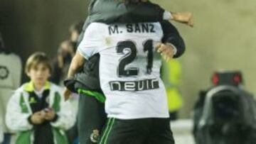 Algría racinguista tras el gol.