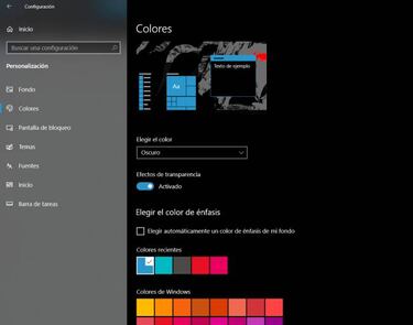 Cómo cambiar el color del menú de inicio de Windows 10
