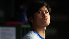 CHICAGO, ILLINOIS - APRIL 07: Shohei Ohtani #17 of the Los Angeles Dodgers looks on during the seventh inning against the Chicago Cubs at Wrigley Field on April 07, 2024 in Chicago, Illinois.   Michael Reaves/Getty Images/AFP (Photo by Michael Reaves / GETTY IMAGES NORTH AMERICA / Getty Images via AFP)