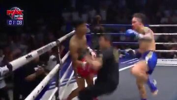 El doble KO en Muay Thai: al suelo su rival y el árbitro