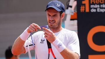 El tenista británico Andy Murray, durante un entrenamiento en el Mutua Madrid Open.