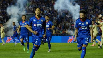     Uriel Antuna celebrates his goal 1-0 of Cruz Azul during the final first leg match between Cruz Azul and America as part of the Torneo Clausura 2024 Liga BBVA MX at Ciudad de los Deportes Stadium on May 23, 2024 in Mexico City, Mexico.