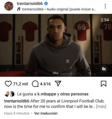 Mbappé reacts to Alexander-Arnold’s decision to leave Liverpool