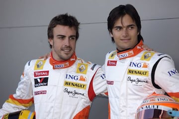 Fernando Alonso y Nelson Piquet Jr. fueron compañeros en Renault F1 en 2008 y 2009. El brasileño logró un podio, fue segundo en Alemania 2008.