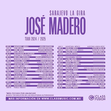 Las fechas de la gira de José Madero