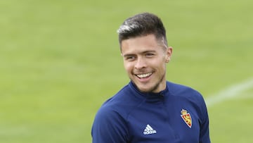 Juanjo Narváez, en un entrenamiento con el Real Zaragoza.