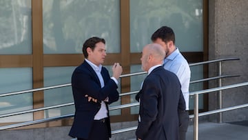 MADRID, SPAIN - APRIL 07: The former president of Ciudadanos Albert Rivera on his arrival at the funeral chapel of the former minister Josep Pique, at the Tanatorio M-30, on April 7, 2023, in Madrid, Spain. The former minister of the Aznar government, Josep Pique, died yesterday Thursday, April 6, at the Hospital 12 de Octubre in Madrid, at the age of 68. Born in Vilanova i la Geltru (Barcelona) in 1955, he was four times minister in the Presidency of Jose Maria Aznar (PP), leader of the Catalan Popular Party, candidate to the Generalitat and, after resigning from politics, he devoted himself to his facet as economist and business manager. From 1996 to 2003 he held several positions: Minister of Industry and Energy between 1996 and 2000; Minister Spokesman of the Government between 1998 and 2000; Minister of Foreign Affairs between 2000 and 2002, and Minister of Science and Technology between 2002 and 2003. (Photo By Alberto Ortega/Europa Press via Getty Images)