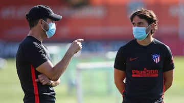 Simeone, en un entrenamiento del Atlético.