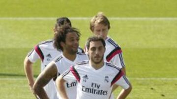 Sergio Aguza, en un entrenamiento con el Real Madrid.