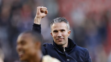 Robin Van Persie celebra una victoria con el Feyenoord.