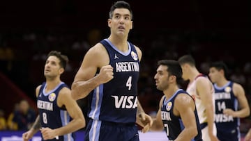 Basketball - FIBA World Cup - First Round - Group B - Russia v Argentina - Wuhan Sports Centre, Wuhan, China - September 4, 2019 Argentina&#039;s Luis Scola celebrates during the match REUTERS/Jason Lee