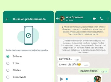 Cómo configurar los nuevos mensajes temporales de WhatsApp a 1 día o 3 meses, tú eliges