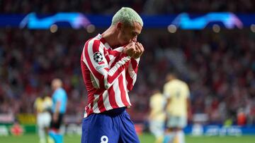 MADRID, SPAIN - SEPTEMBER 07: Antoine Griezmann of Atletico de Madrid celebrates after scoring their team's second goal during the UEFA Champions League group B match between Atletico Madrid and FC Porto at Civitas Metropolitano Stadium on September 07, 2022 in Madrid, Spain. (Photo by Angel Martinez/Getty Images)