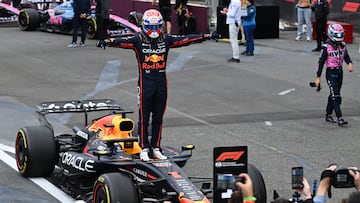 Red Bull Racing's Dutch driver Max Verstappen arrives in the parc ferme after winning the Formula One Azerbaijan Grand Prix at the Baku City Circuit in Baku on September 21, 2025. (Photo by Ozan KOSE / AFP)
