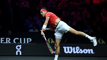 Tennis - Laver Cup - Uber Arena, Berlin, Germany - September 20, 2024 Team World's Alejandro Tabilo in action during his match against Team Europe's Grigor Dimitrov REUTERS/Annegret Hilse