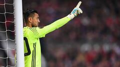 Sergio Romero en el encuentro de vuelta de semifinales de la Europa League ante el Celta de Vigo.