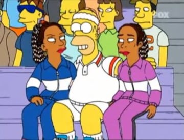 Temporada 12, capítulo 260, "Tennis the Menace". Los Simpson juegan un torneo de tenis entre ellos y Homer ve a las Williams en la grada y sustituye a Lisa por Venus para ganar su partido contra Marge y Bart. Tras disputar la primera bola, Marge protesta al juez de silla, el jefe Wiggum, que le sugiere que haga lo mismo y forme pareja con Serena. Dicho y hecho.