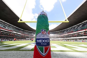 MEXICO CITY, MEXICO - NOVEMBER 19: A general view of Estadio Azteca prior to the game between the New England Patriots and the Oakland Raiders on November 19, 2017 in Mexico City, Mexico.   Buda Mendes/Getty Images/AFP
== FOR NEWSPAPERS, INTERNET, TELCOS & TELEVISION USE ONLY ==