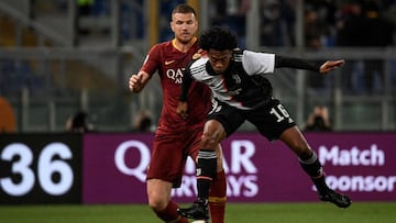 Juan Guillermo Cuadrado durante el partido entre Juventus y Roma por Serie A.