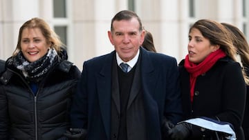 (FILES) This file photo taken on December 13, 2017 shows Juan Angel Napout of Paraguay, one of three defendants in the FIFA scandal on trial in Brooklyn, arriving at the Federal Courthouse in Brooklyn in New York.
A US jury convicted two South American ex-soccer bosses of corruption on December 22, 2017, but will return after Christmas to deliberate on the fate of a third defendant in the FIFA trial in New York. The panel returned guilty verdicts against Jose Maria Marin, former head of Brazil's Football Confederation and Juan Angel Napout, former head of Paraguayan football, on the sixth day of deliberations following an extraordinary seven-week trial. / AFP PHOTO / DON EMMERT